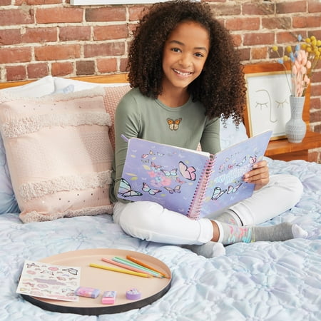 Three Cheers for Girls: Butterfly All-In-1 Sketching Arts & Craft Kit - Includes 6 Colored Pencils, 2 Erasers, Sharpener & Sticker Sheet, Tweens & Girls Ages 6+