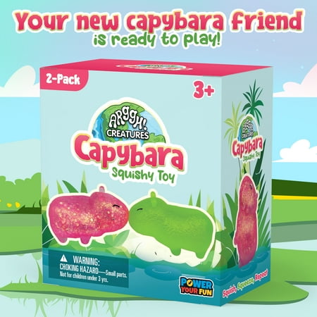 Power Your Fun Capybara Squishy Toy 2-Pack, Stress Relief Fidget STEM Toys for Adults & Kids