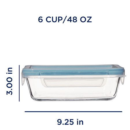 Anchor Hocking TrueLock Locking Lid Glass Food Storage Containers, 6 Cup Rectangular