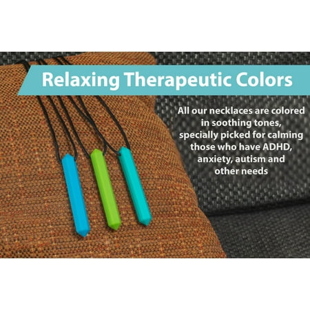 Tilcare Chew Chew Pencil Sensory Necklace 3 Set - Best for Kids or Adults that like Biting or Have Autism Perfectly Textured Silicone Chewy Toys - Chewing Pendant for Boys & Girls - Chew Necklaces