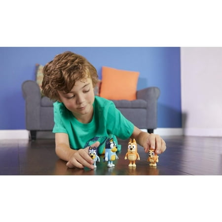 Bluey Family Figure 4-Pack, with Mum Dad Bingo Bluey, Ages 3+, Toddler Toys