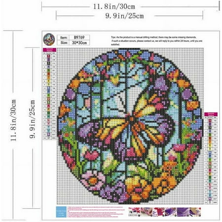 Butterfly 5D Diamond Painting Kits For Adults - Butterfly Flowers DIY Diamond Art Kits Full Drill Diamond Dots Paintings With Diamonds Gem Art And Crafts Home Decor 12x12inch