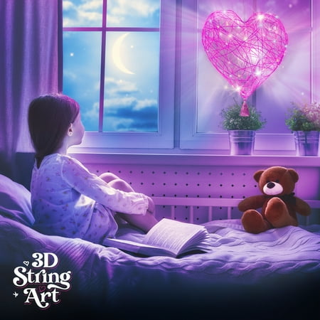 Dan&Darci 3D String Art Kit for Kids - Makes a Light-Up Heart Lantern - 20 Multi-Colored LED Bulbs - Kids Gifts - Crafts for Girls and Boys Ages 8-12 - DIY Arts & Craft Kits