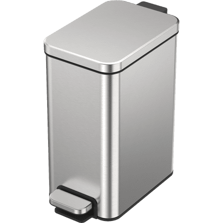 Better Homes & Gardens 2.6G Slim Stainless Steel Step Trash Can; Bedroom Bath Office Step CanSilver,
