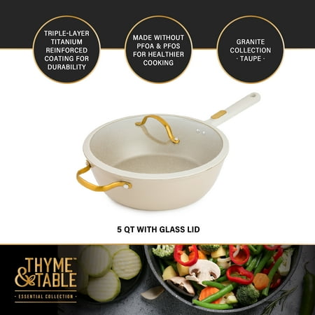 Thyme & Table Granite Collection 5QT Saut? Pan Non-Stick - Taupe & Gold
