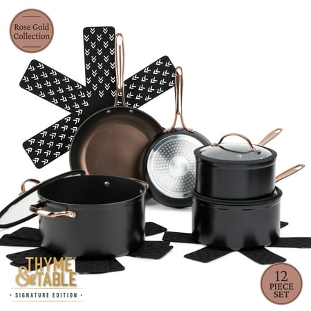 Thyme & Table Signature 12-Piece Cookware Set Non-Stick - Rose Gold