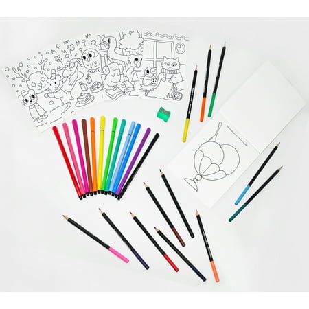 Smarts & Crafts Go: Coloring and Drawing Kit, 74 Pieces, for Boys, Girls ages 6+