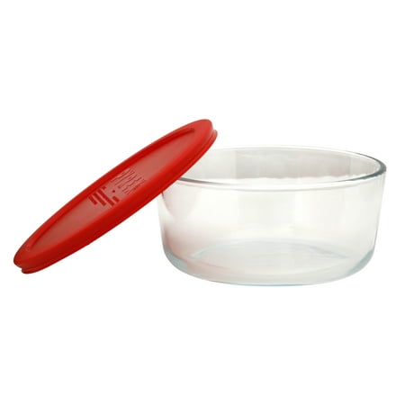 Pyrex Simply Store 7-cup Glass Food Storage Container with Red Lid