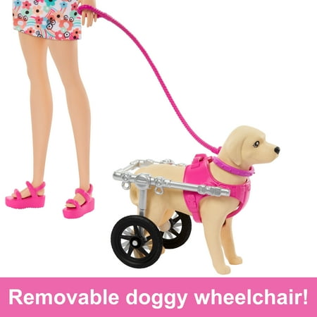 Barbie Doll Pup Playset with a Toy Pup and Dog in a Wheelchair, Plus Pet Accessories, 10+ Pieces
