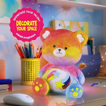 ONE TO FOUR Paint Your Own Bear Lamp Kit, Art Supplies Arts & Crafts kit, Painting kit for Kids 6-12, Arts and Crafts for Kids Ages 8-12, Toys Girls Boy Birthday Gift Ages 3 4 5 6 7 8 9 10 11 12+