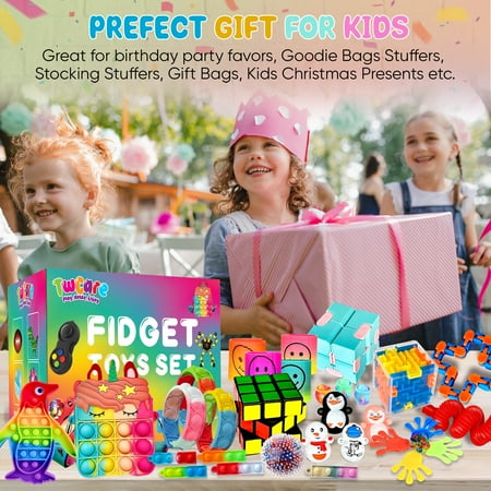 120 Pack Fidget Toys Set,Pop Sensory Party Favors Gifts for Kid Adult Boy Girl ADHD Autism Stress Relief Stocking Stuffers Autistic Bulk Goodie Bag Pinata Filler Treasure Box Classroom Prizes School