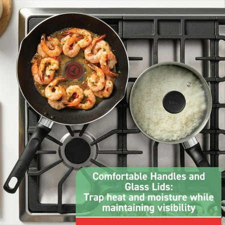 T-fal Easy Care, 20 Piece Non-Stick Pots and Pans Cookware Set, Grey, Gray