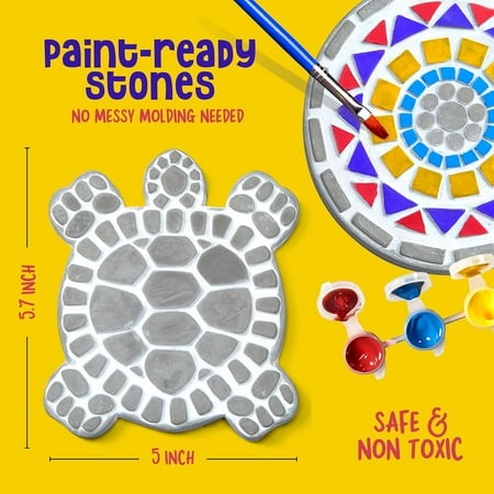 Stepping Stone Painting Kit for Kids - Paint 5 Garden Stones - Arts and Crafts for Boys & Girls Ages 6-12 - Birthday Craft Gift Ideas