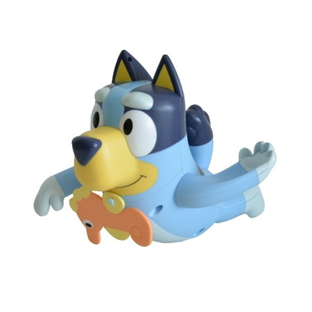 TOMY Toomies Swimming Bluey ? Bluey Bath Toy with Seahorse ? Water Toy for Tub or Pool that Swims on Back or Front ? Suitable From 18 Months