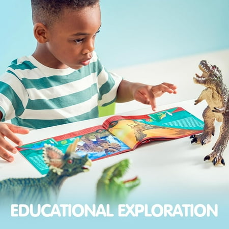 Joyfy Big Dinosaur Toys for Toddlers, 6 Piece Large Soft Dinosaur Figures with an Educational Book, Realistic Jurassic World Toys for Kids Ages 1-5, Jumbo Dinosaur Toys for Boys and Girls Gift