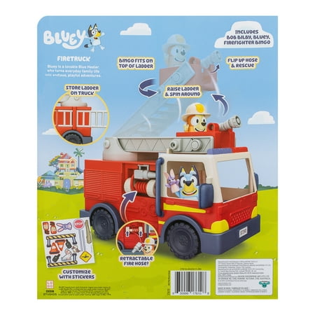 Bluey Fire Truck with Bluey Exclusive Firefighter Bingo and Bob Bilby, Ages 3+