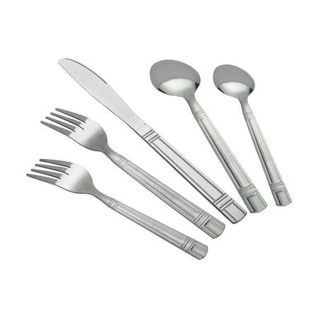 Mainstays 49 Piece Elena Stainless Steel Flatware and Organizer Tray Value Set Silver, Service for 8