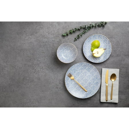 Thyme & Table Blue Dot 12 Piece Dinnerware SetBlue,