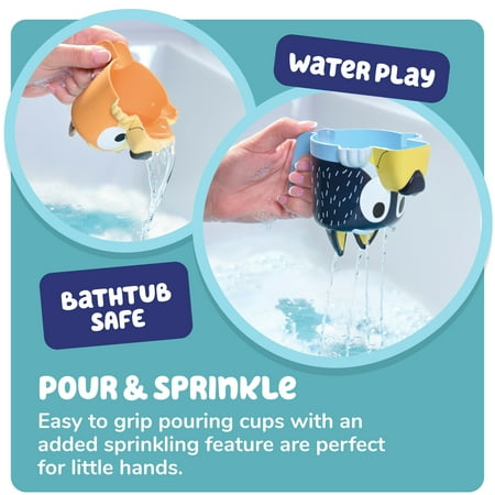 Toomies Bluey's Family Pourers - Including Chilli, Bandit, Bingo, and Bluey - Nesting and Stacking Cups for Bath Time - 4 Count - Ages 18 Months and up
