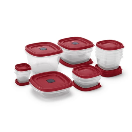 Rubbermaid EasyFindLids 24 Piece Food Storage Containers Variety Set, Red, Red