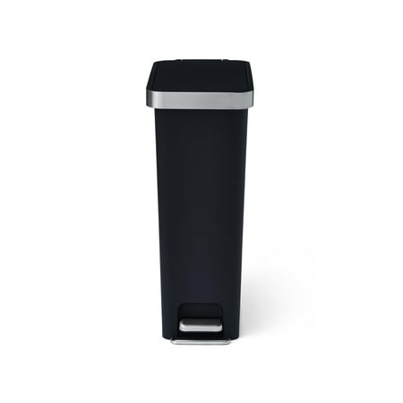 Better Homes & Gardens 10.5 Gallon Kitchen Step Trash Can, Plastic Slim Step-On Kitchen Trash Can, Black, Black