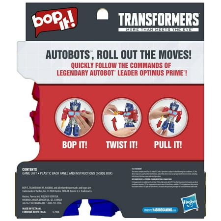 Bop It! Optimus Prime Edition Game, Kids Games for 1 or More Players, Transformers Toys, Ages 8+ (Walmart Exclusive)