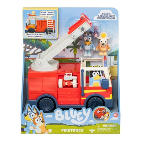 Bluey Fire Truck with Bluey Exclusive Firefighter Bingo and Bob Bilby, Ages 3+
