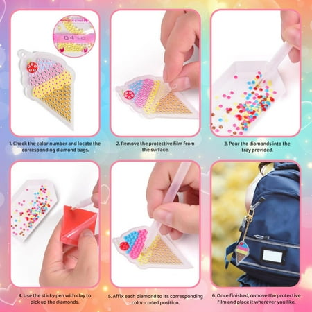 24Pcs Diamond Art Kits for Kids, Diamond Painting Kits, Arts and Crafts DIY Creative Gem Art As Gifts Ideas for Girls Boys, Small Diamond Painting Stickers, Kids Craft Age 6+