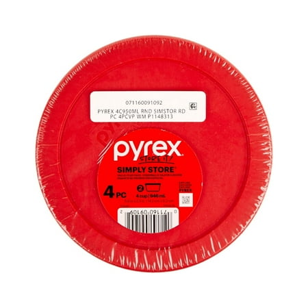 Pyrex Simply Store 4 Cup Glass Bowl Value Pack, Set of 2, 4 cup