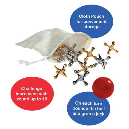 Schylling Old Fashioned Metal Jacks & Rubber Ball Game, Novelty & Gag Toys for Children Ages 6+