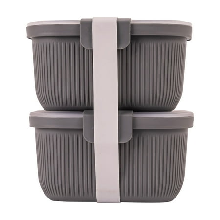 Mainstays Plastic Food Storage Snack Container, Rectangle, Grey, 19oz Capacity