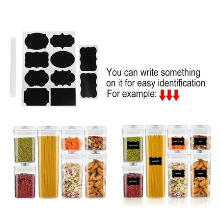 7 Pieces Airtight Food Storage Containers, BPA Free Plastic Cereal Containers with Easy Lock Lids, for Kitchen Pantry Organization and Storage, with 10 Labels and 1 Marker Pen