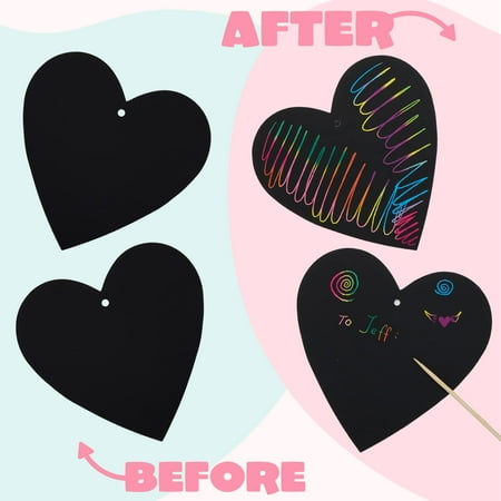 SYNCFUN 36 Packs Valentines Day Gifts for Kids, Classroom DIY Rainbow Scratch-Off Paper Cards for School Class Exchange Kids Valentines Crafts