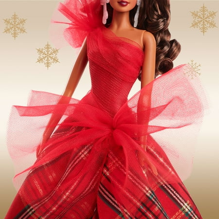 Barbie 2024 Holiday Barbie Dolls, Seasonal Collector Gift, Barbie Signature, Plaid Gown with Red Bow