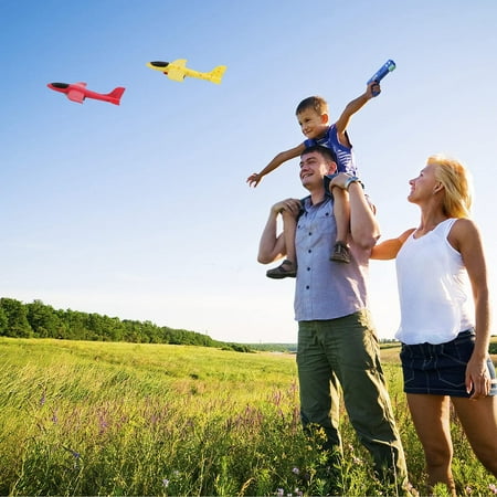 3 Pack Airplane Toys with Launcher, Kids Foam Glider Planes, Outdoor Flying Toys Xmas Gifts for 4 5 6 7 8 9 10 Year Old Boys Girls