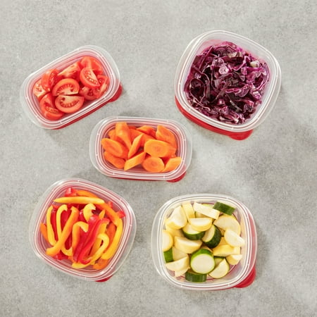 Rubbermaid TakeAlongs 2.9 Cup Square Food Storage Containers, 4-Pack, RedRed,