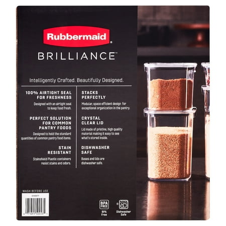 Rubbermaid Brilliance Tritan Airtight Pantry Food Storage 8-Pc Set, 2.8 Qt, Dishwasher Safe