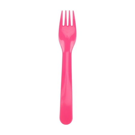 Your Zone Plastic Utensil Set, Pink, 4 Count Pack, Fork, Spoon, Knife, Container