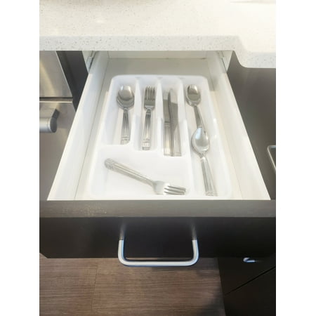 Mainstays 49 Piece Elena Stainless Steel Flatware and Organizer Tray Value Set Silver, Service for 8