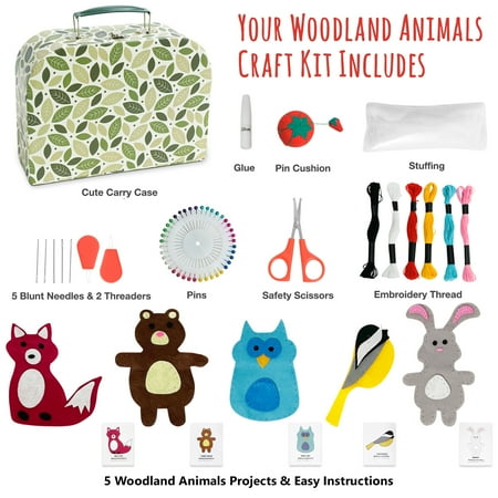 CraftLab Woodland Animals Kids Sewing Craft Kit, Educational Arts & Craft Gift for Boys and Girls Ages 8 to 12