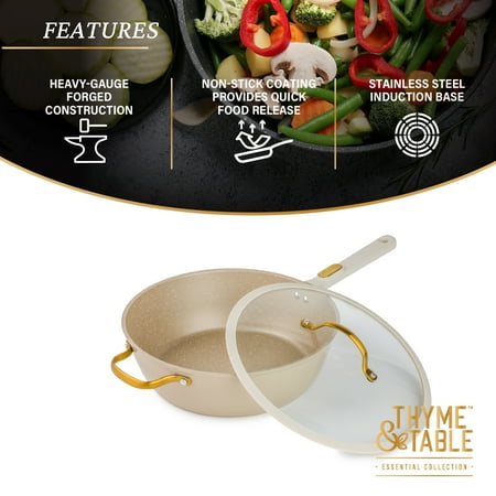 Thyme & Table Granite Collection 5QT Saut? Pan Non-Stick - Taupe & Gold