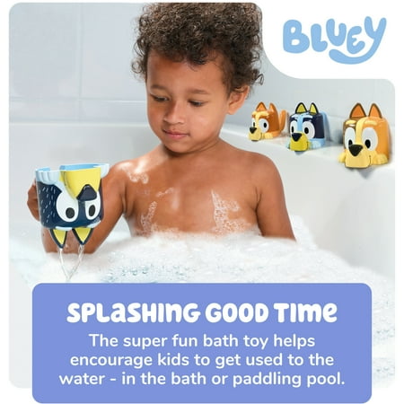 Toomies Bluey's Family Pourers - Including Chilli, Bandit, Bingo, and Bluey - Nesting and Stacking Cups for Bath Time - 4 Count - Ages 18 Months and up