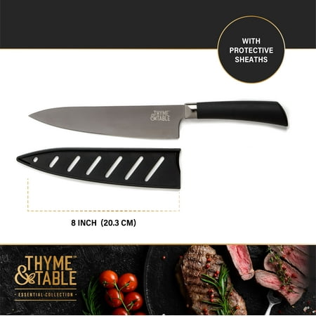 Thyme & Table 3-Piece, Non-Stick Coated High Carbon Stainless Steel Kitchen Knives