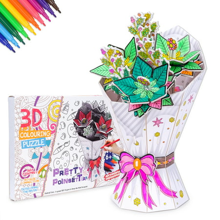 Fun Craft Kits for 6-7-8-9 Year Old Girls Painting Toys for Kids Girl Age  7-8-9-10 | 3D Flowers Coloring Puzzle Set for 6-7-8-9 Year Old Girls | Art