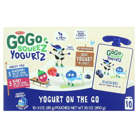 (10 Pack) GoGo Squeez Yogurtz Blueberry and Berry Pouch, 3 oz, 10 Pack