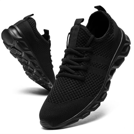 Fashion Running Sneaker for Men Shoes Casual Shoes Leather Sport Shoes  Breathable Comfortable Walking Shoes Black US11