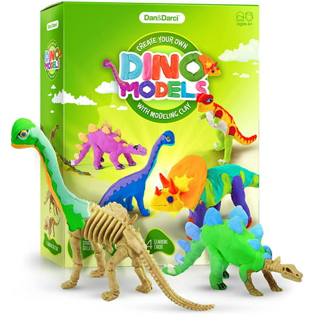 Creative Kids Build 3 Dinosaur Figures with Modeling Clay Craft Kit (28  Pieces)