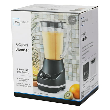 Mainstays 500 W 48 oz Jar 6-Speed Blender, Black