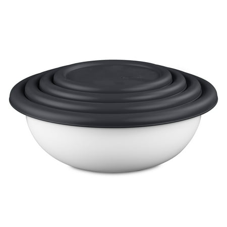 Mainstays 8 Piece Covered Bowl Set, Four Lidded Sizes, For Prep, Serve & Store, Dark Gray