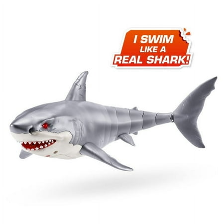 Robo Alive Great White Shark Series 1 by Zuru, Battery-Powered Robotic Light Up Shark Toy, Summer Pool Toy, Bath Toy